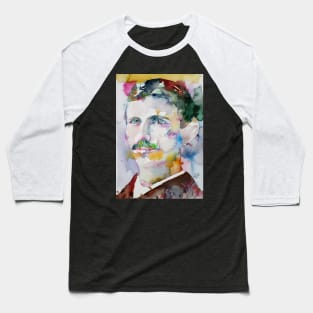 NIKOLA TESLA watercolor portrait .3 Baseball T-Shirt